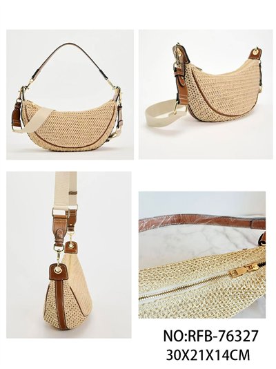 Bolso baguette de rafia con doble asa 2