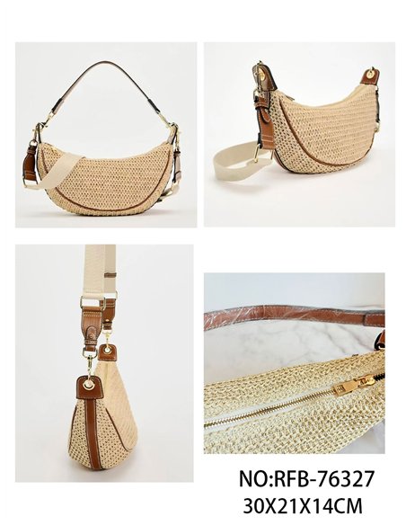Bolso baguette de rafia con doble asa