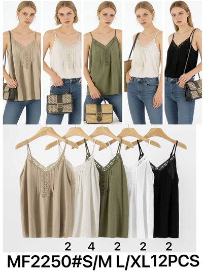 Top lencero efecto lino con encaje 2