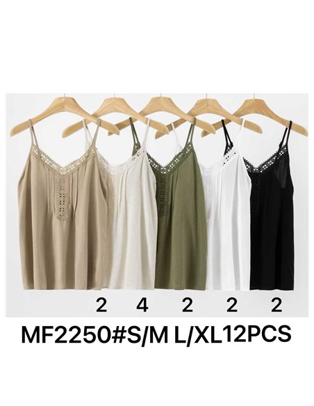 Top lencero efecto lino con encaje