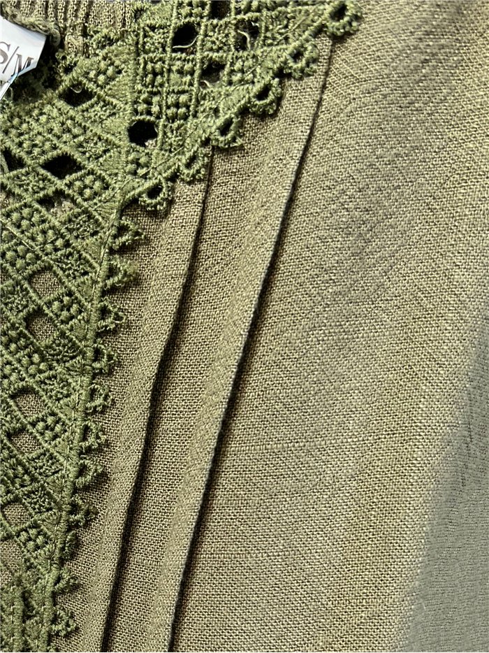 Top lencero efecto lino con encaje