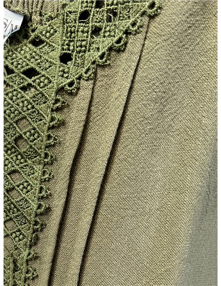 Top lencero efecto lino con encaje