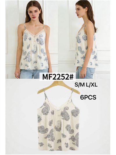 Top effetto lino con stampa paisley 2