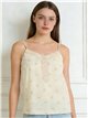 Top lencero efecto lino florecitas con encaje