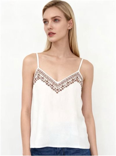 Haut en dentelle brodée style bohème