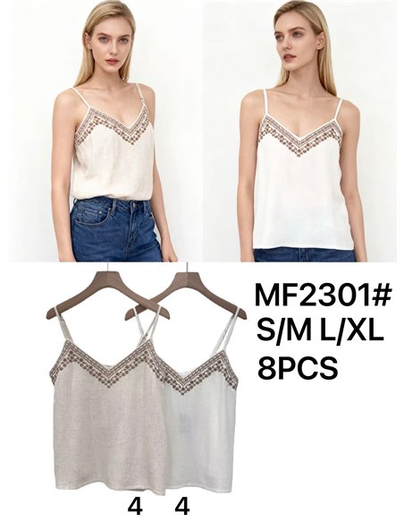 Haut en dentelle brodée style bohème