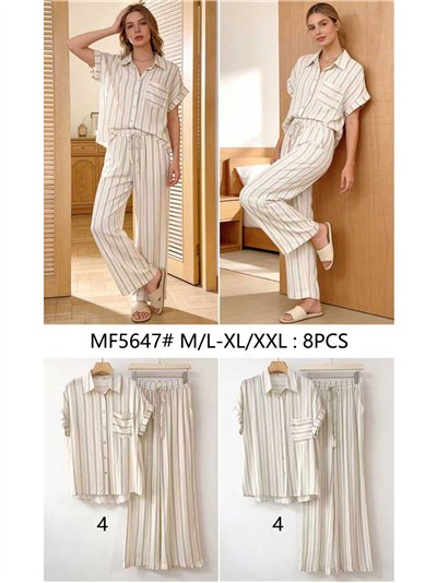 Conjunto de camisa listrada e calça reta 2