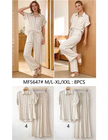 Conjunto de camisa listrada e calça reta