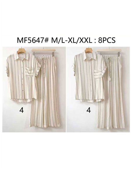 Conjunto de camisa listrada e calça reta