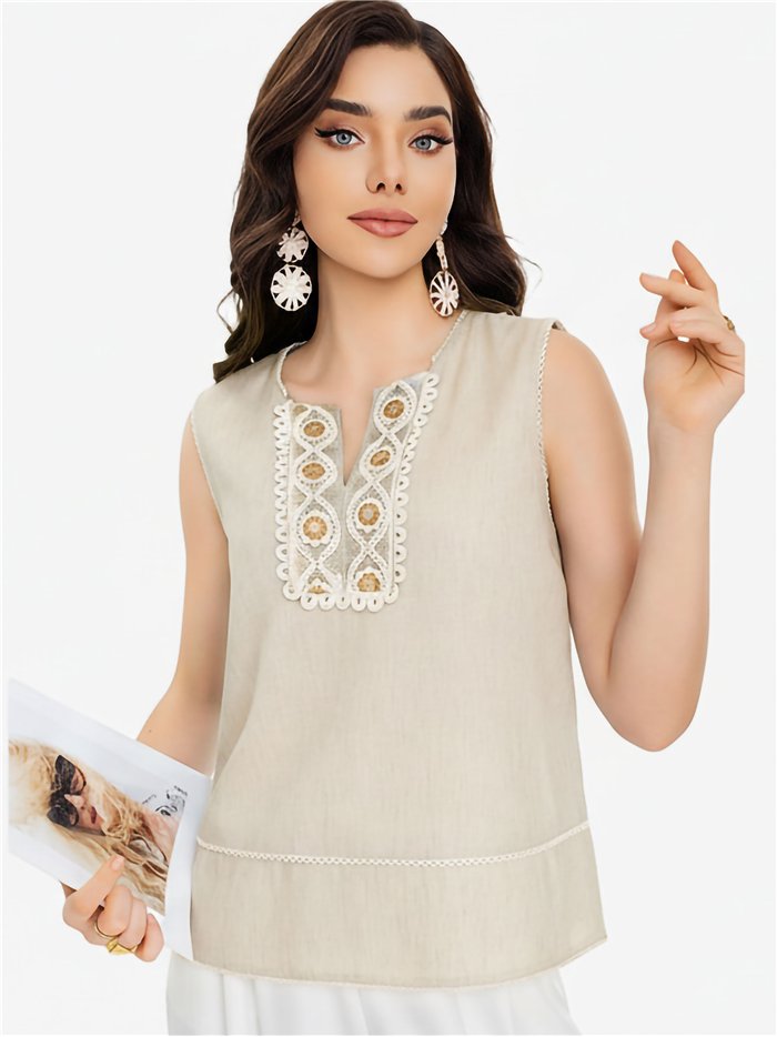 Blusa sin mangas bordada con lentejuelas