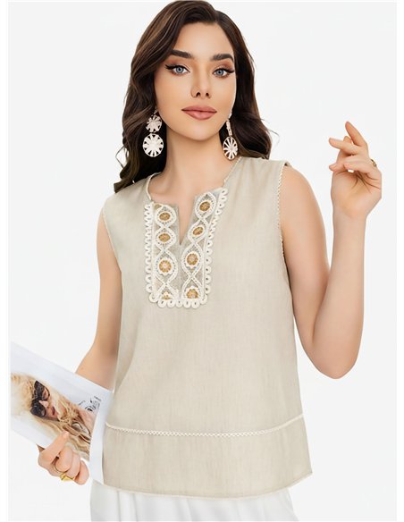 Blusa sin mangas bordada con lentejuelas