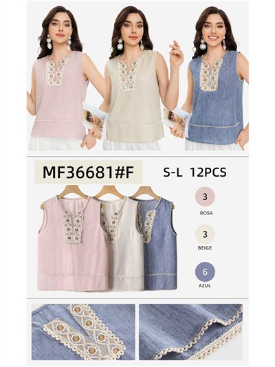 Blusa sem mangas bordada com lantejoulas. 2