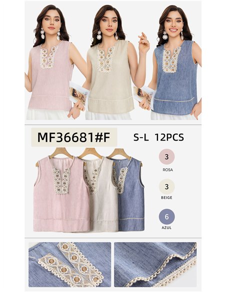 Blusa sin mangas bordada con lentejuelas