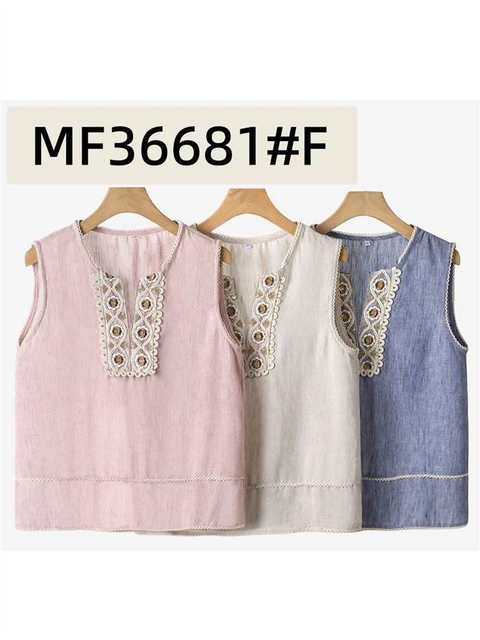 Blusa sin mangas bordada con lentejuelas