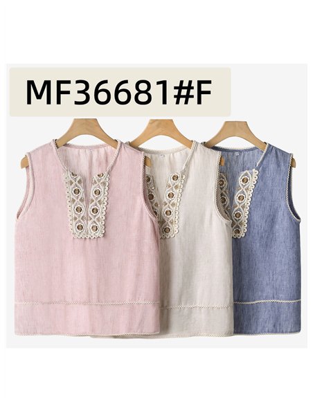 Blusa sin mangas bordada con lentejuelas