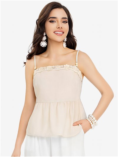 Peplum-Top mit Spitzenträgern