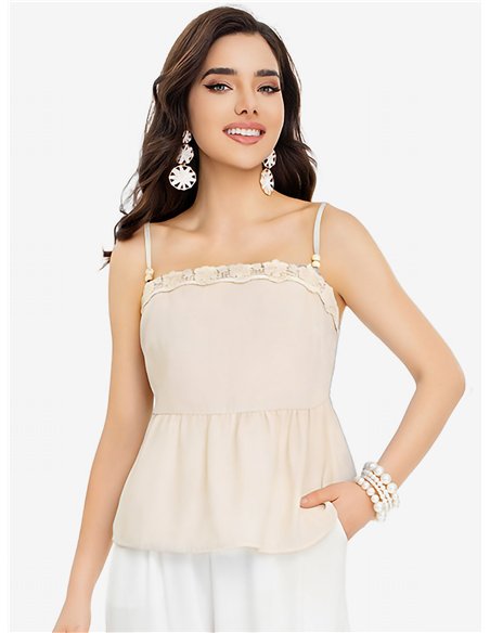 Peplum-Top mit Spitzenträgern