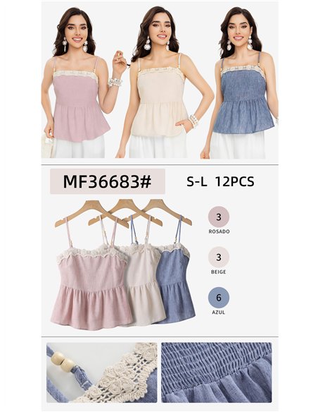 Peplum-Top mit Spitzenträgern