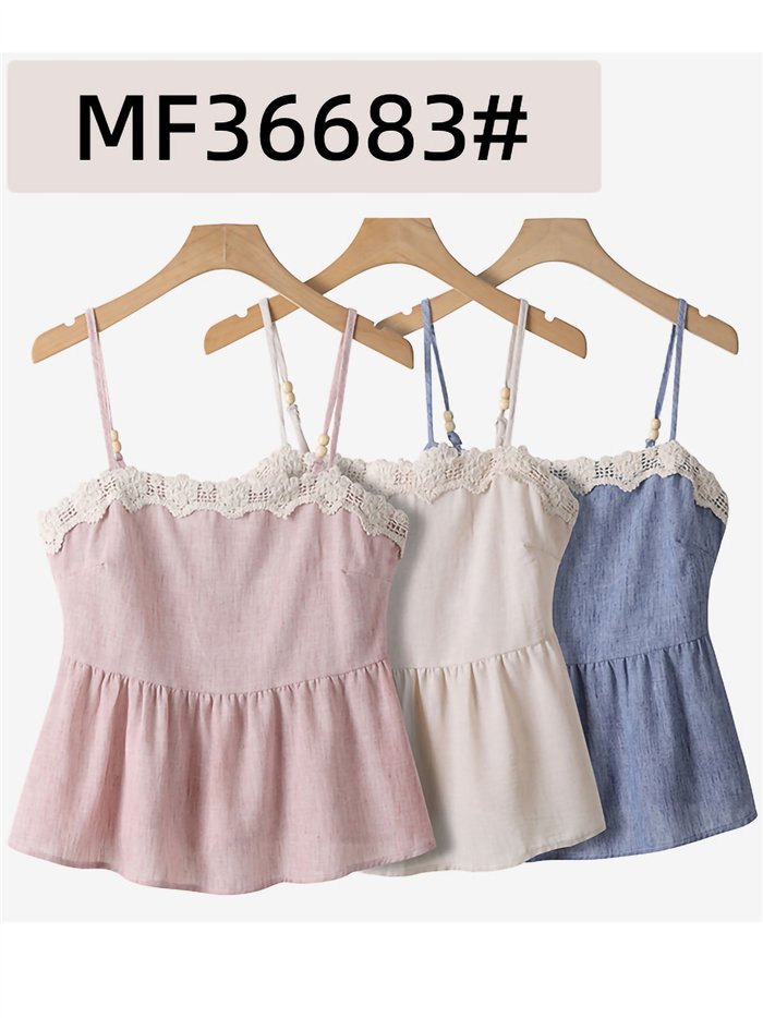 Peplum-Top mit Spitzenträgern