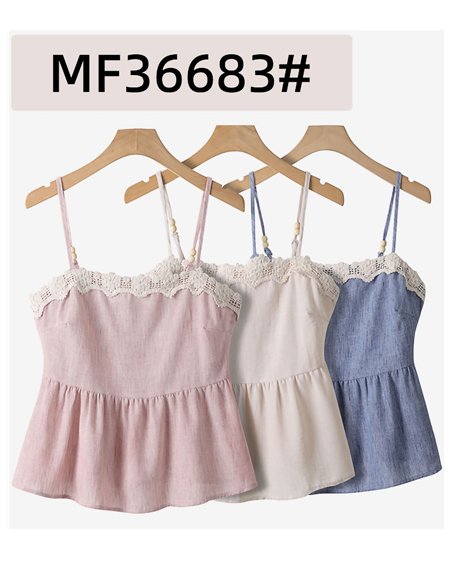 Peplum-Top mit Spitzenträgern