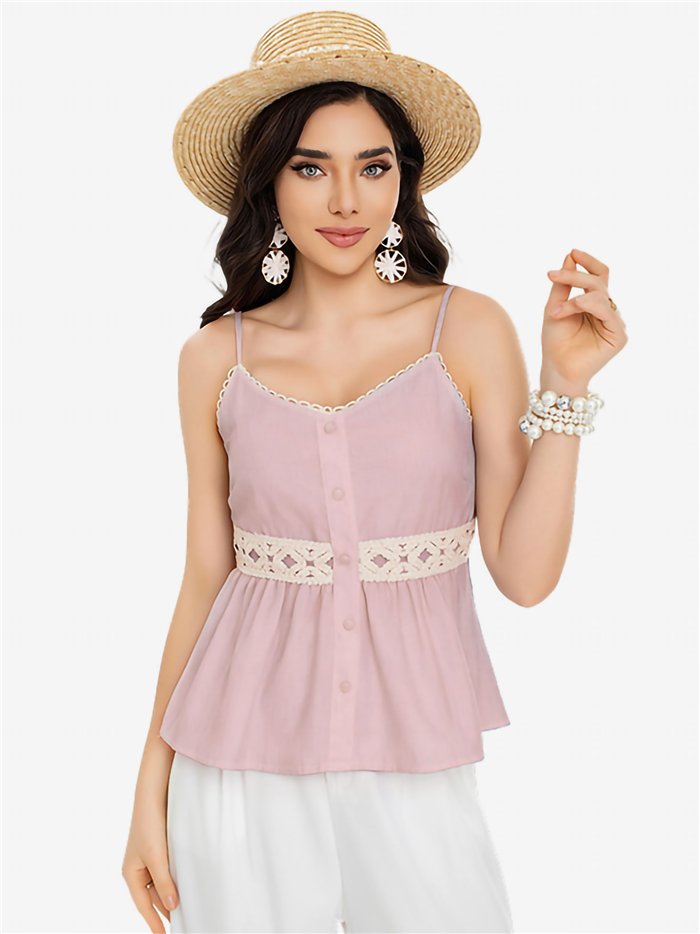 Top peplum com alça de crochê na cintura