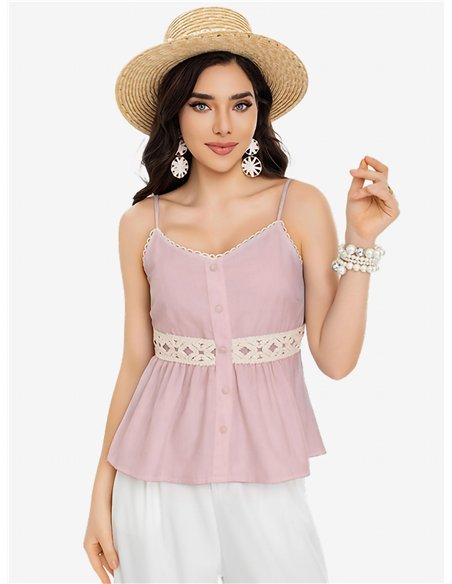 Top peplum com alça de crochê na cintura