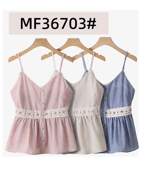 Top peplum com alça de crochê na cintura