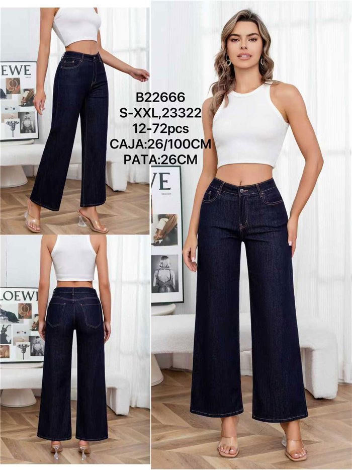 calça jeans azul escura de pernas largas