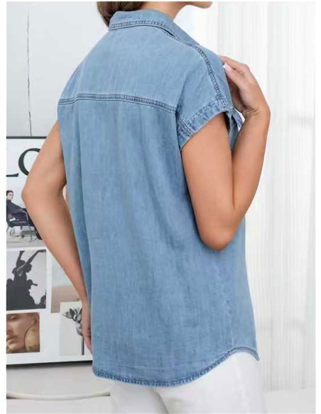 Camisa denim de manga corta