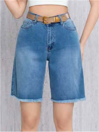 Bermuda denim wide-leg con cinturón