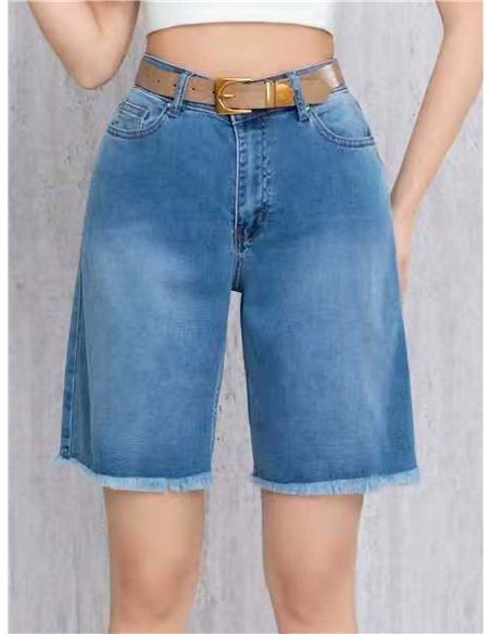 Bermuda denim wide-leg con cinturón