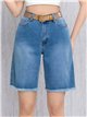 Bermuda denim wide-leg con cinturón