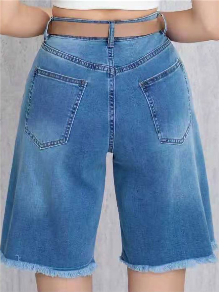 Bermuda denim wide-leg con cinturón