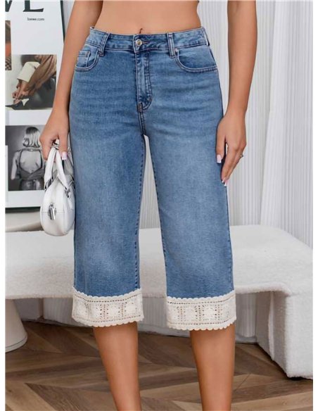 Jeans capri con crochet en bajo