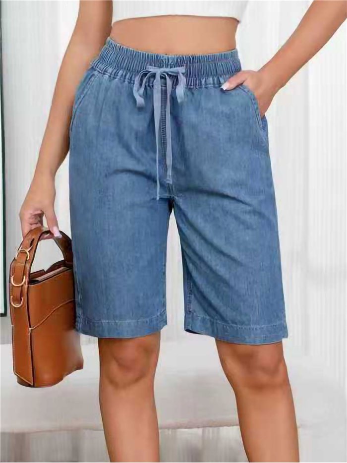 Bermuda denim con cintura elástica