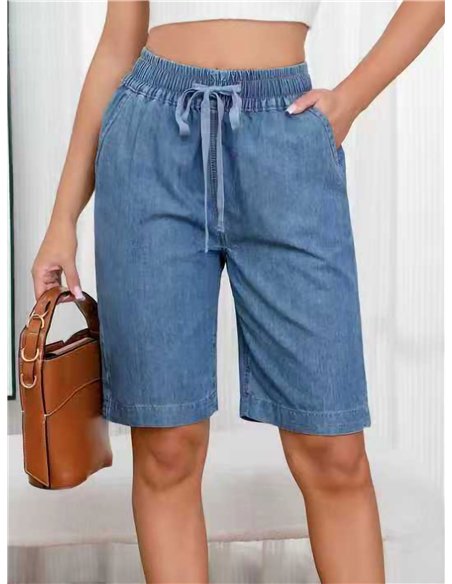 Bermuda denim con cintura elástica