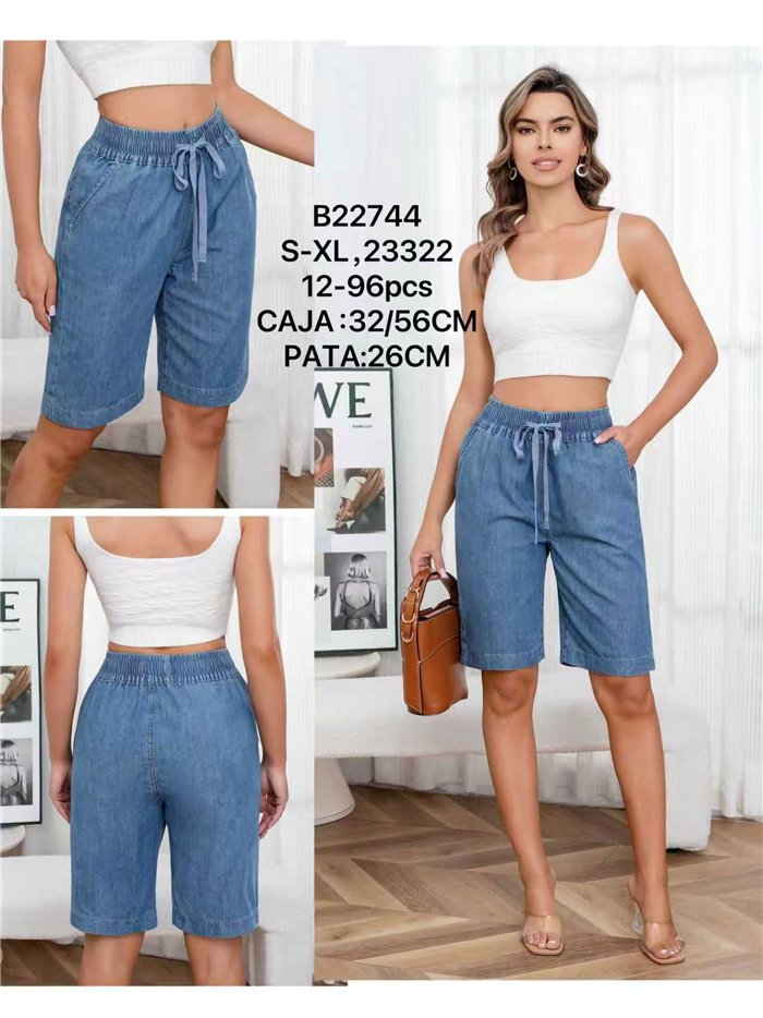 Bermuda denim con cintura elástica