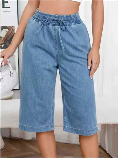Pantalón culotte denim con cordón