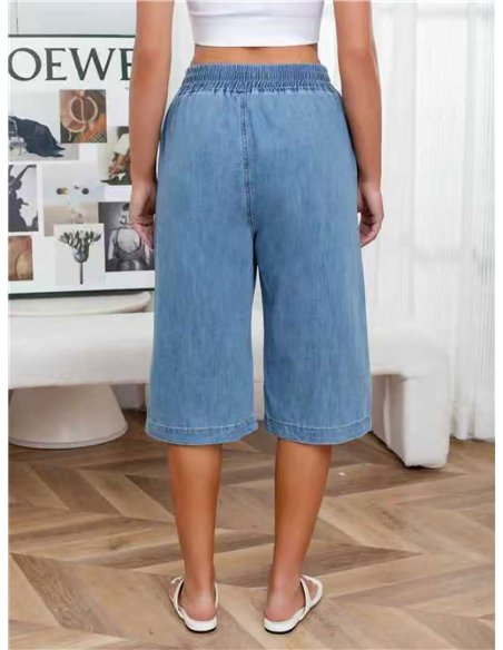 Pantalón culotte denim con cordón