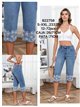 Jeans capri con flores bordadas con perlas