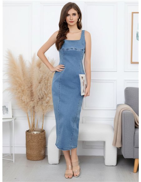 Vestido denim midi entallado