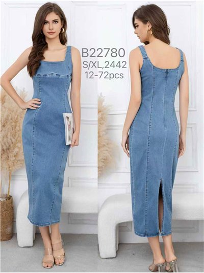 Vestido denim midi entallado 2