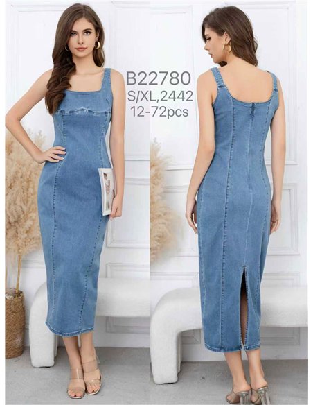 Vestido denim midi entallado