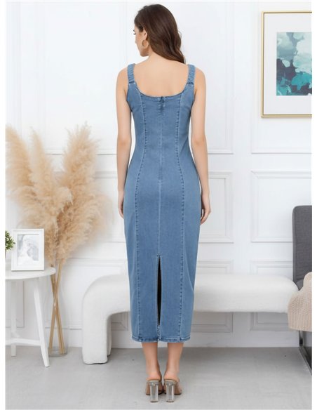 Vestido denim midi entallado