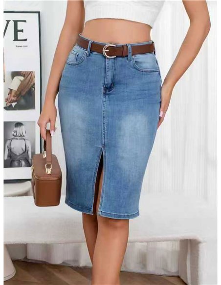 Falda denim midi con abertura