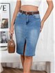 Falda denim midi con abertura