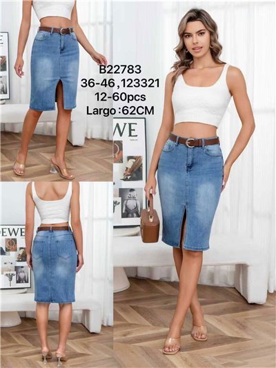 Falda denim midi con abertura 2