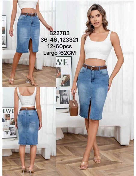 Falda denim midi con abertura
