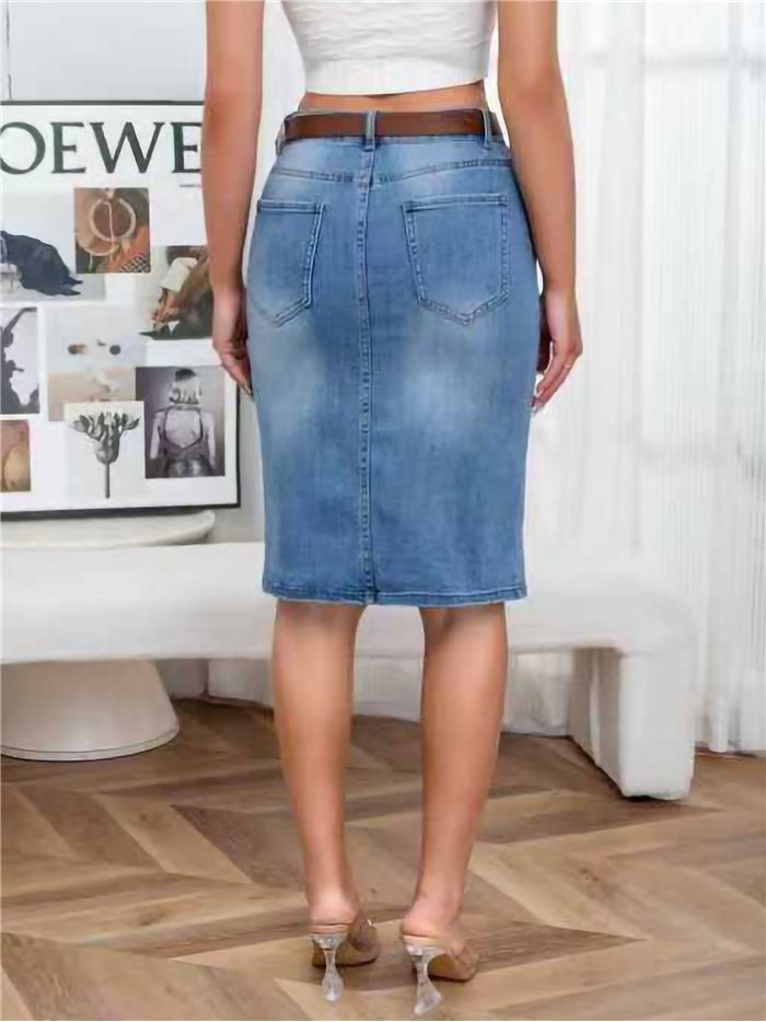 Falda denim midi con abertura