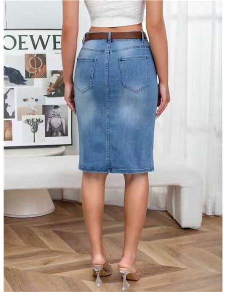 Falda denim midi con abertura